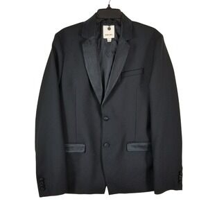 Diesel Blazer‎ Men Size L Black Wool Blend Tuxedo Contrast Lapel Two Button